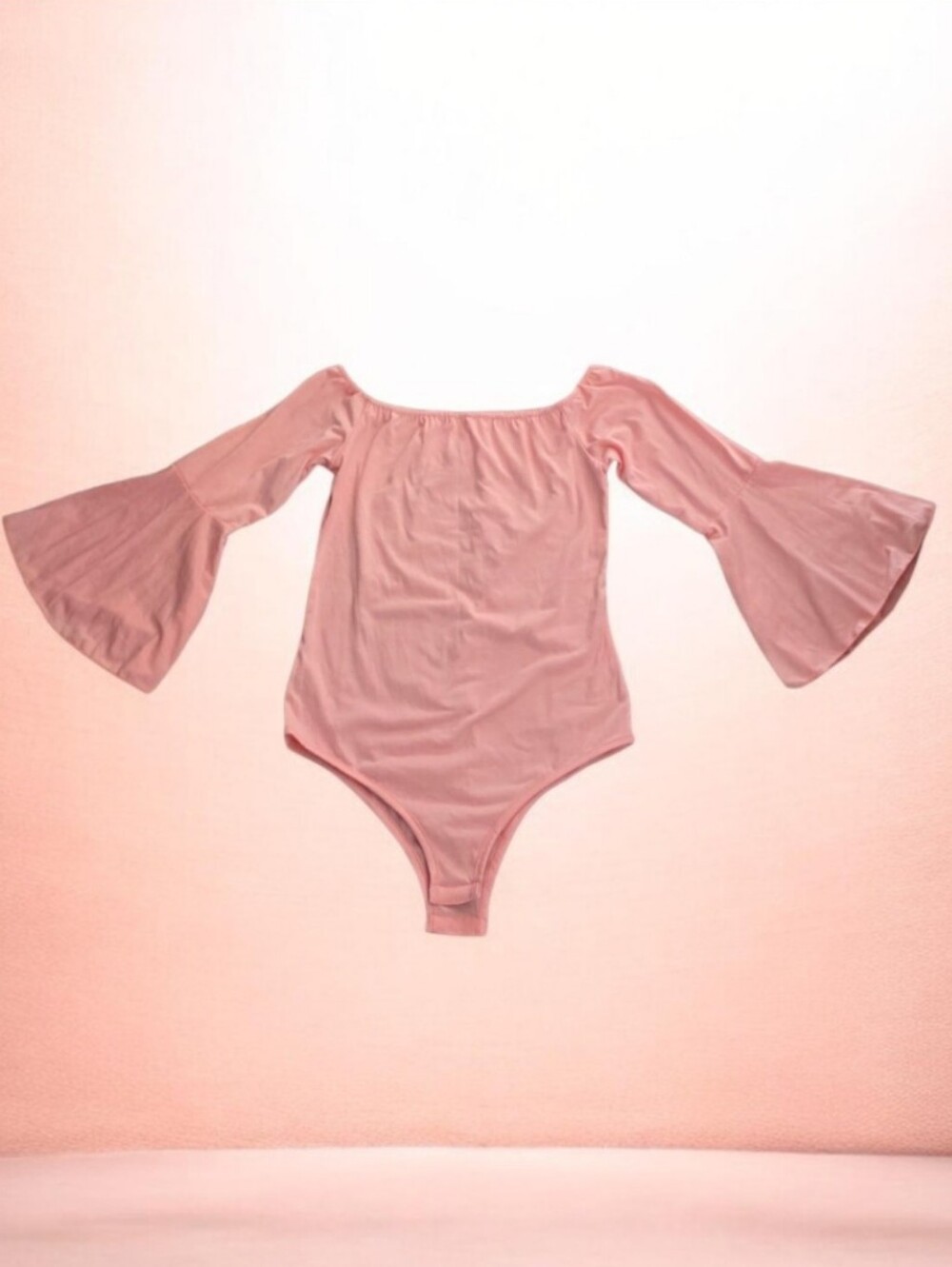 Pink Bodysuit Off The Shoulder Bell Sleeve All In One Small - Picture 3 of 7